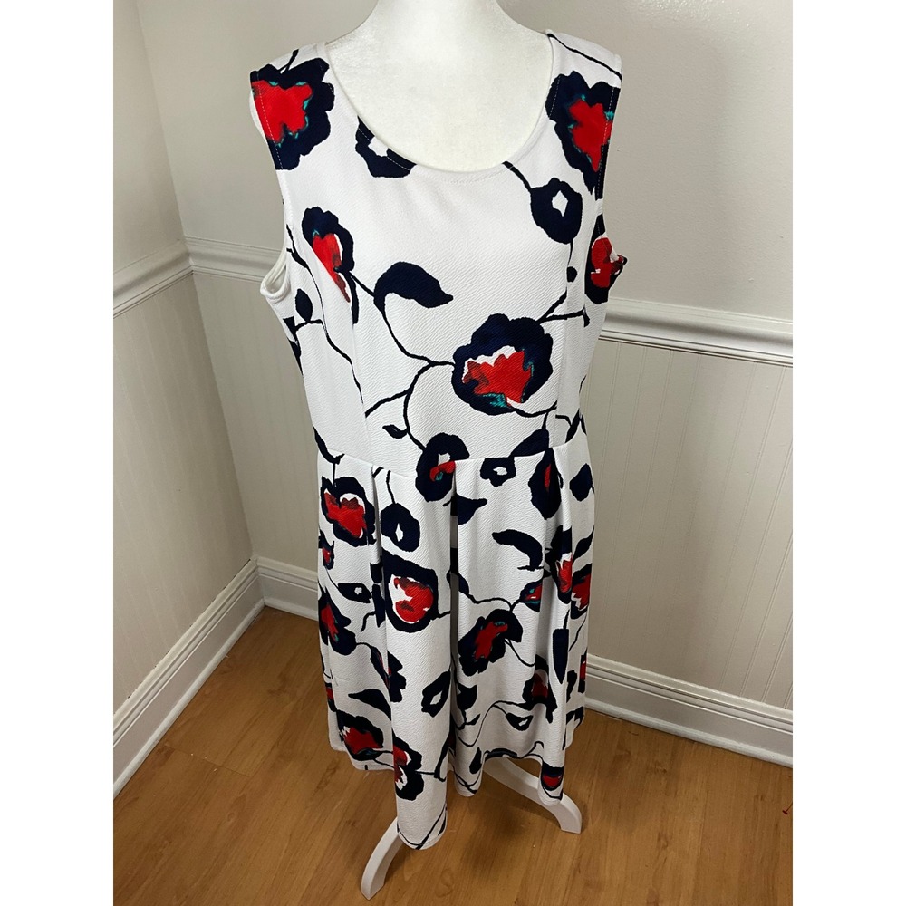 Le Lis White Floral Dress Red Navy Blue Sleeveless Casual Summer Women Size XL